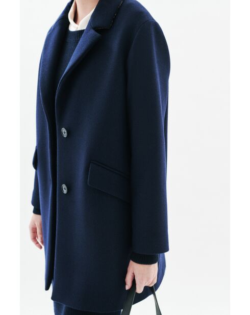 Manteau en laine Brillant bleu marine