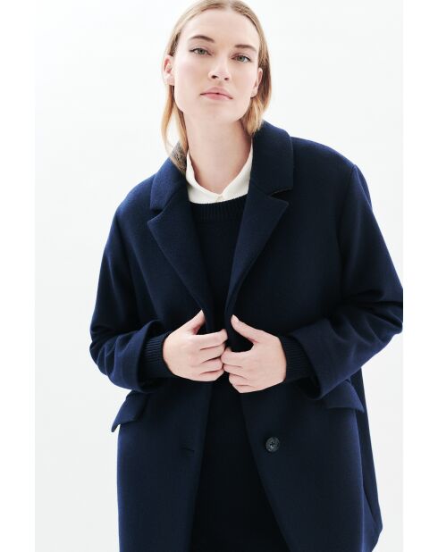 Manteau en laine Brillant bleu marine