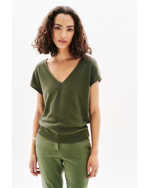Pull en coton Milania vert kaki