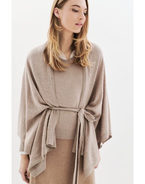Poncho en laine Albano marron clair