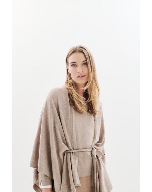 Poncho en laine Albano marron clair