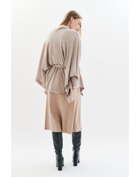 Poncho en laine Albano marron clair