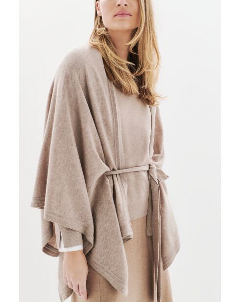 Poncho en laine Albano marron clair
