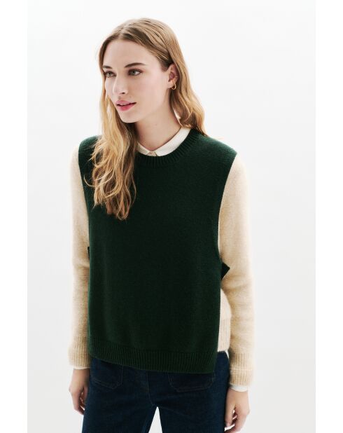 Poncho en laine Hevy vert foncé