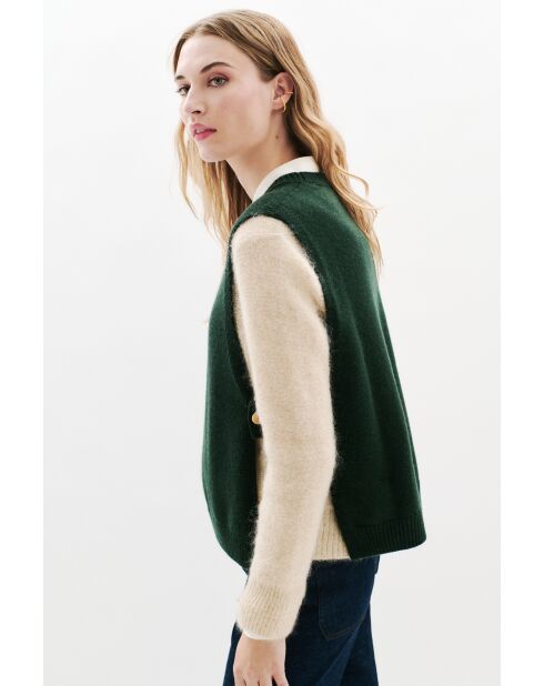 Poncho en laine Hevy vert foncé