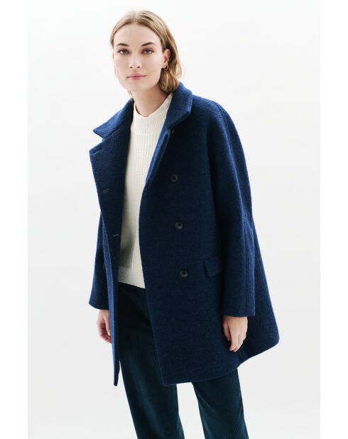 Manteau en laine Gerome bleu marine