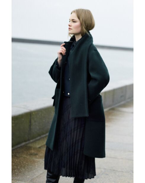 Abrigo de lana Gentiani verde oscuro