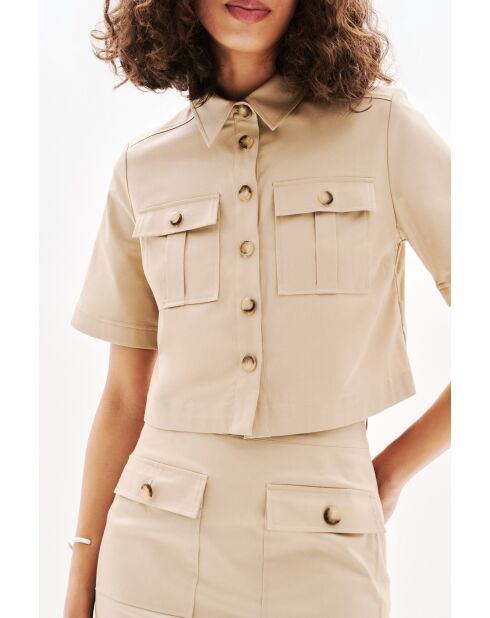 Camisa Cleo taupe de algodón