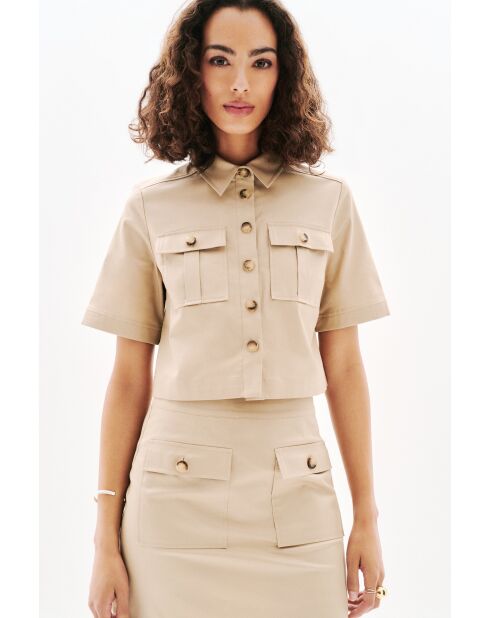 Camisa Cleo taupe de algodón