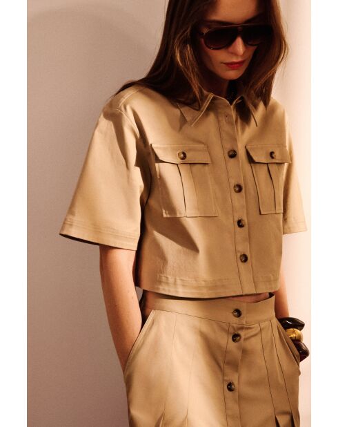 Camisa Cleo taupe de algodón