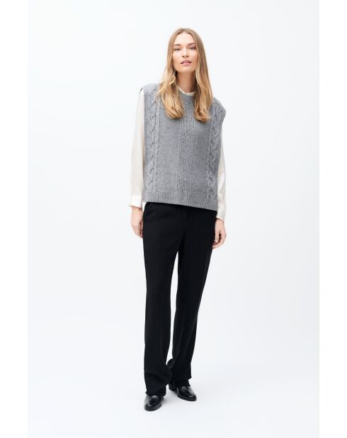 Poncho en laine Hiris gris clair