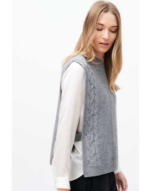 Poncho en laine Hiris gris clair