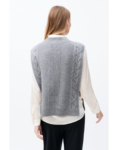 Poncho en laine Hiris gris clair