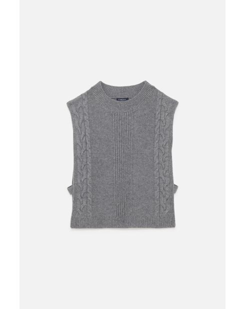 Poncho en laine Hiris gris clair