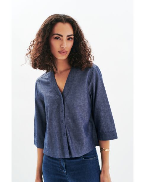 Marineblauw overhemd van katoen Calisa