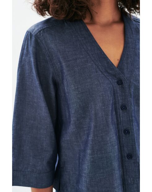 Marineblauw overhemd van katoen Calisa