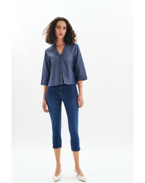 Marineblauw overhemd van katoen Calisa