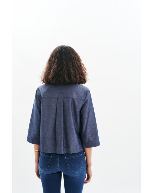 Marineblauw overhemd van katoen Calisa