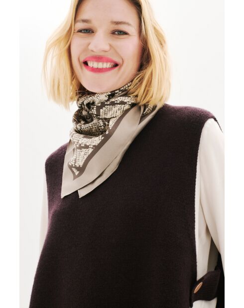 Foulard en soie Snake Soie taupe