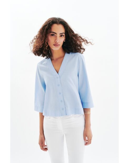 Chemise en coton Calisa bleu ciel