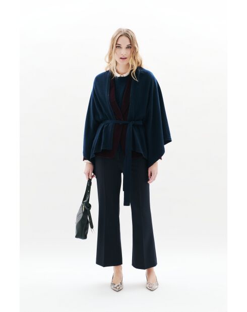 Poncho en laine Albano bleu marine