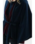 Poncho en laine Albano bleu marine