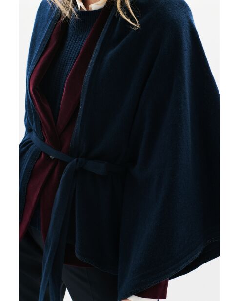 Poncho en laine Albano bleu marine