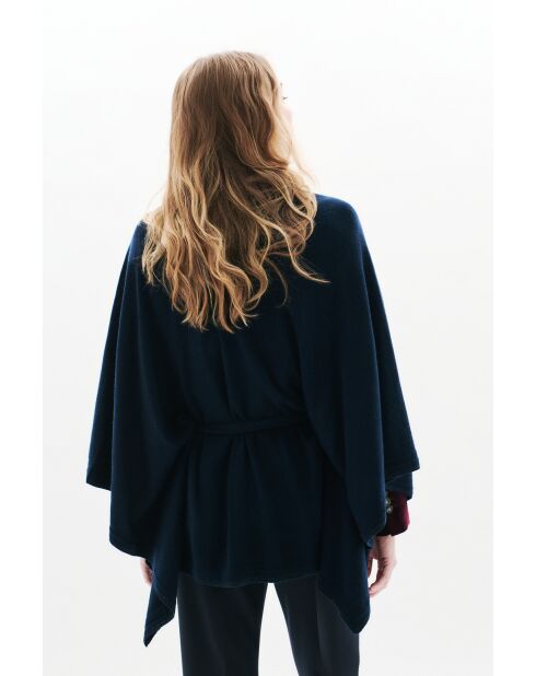 Poncho en laine Albano bleu marine
