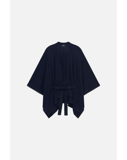 Poncho en laine Albano bleu marine