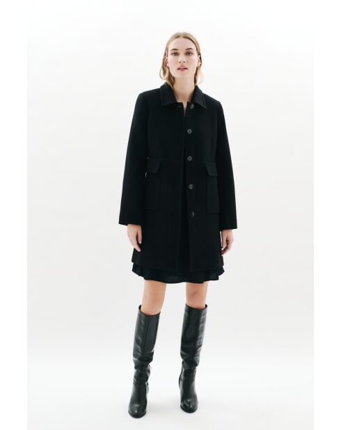 Manteau en laine Geraldine noire
