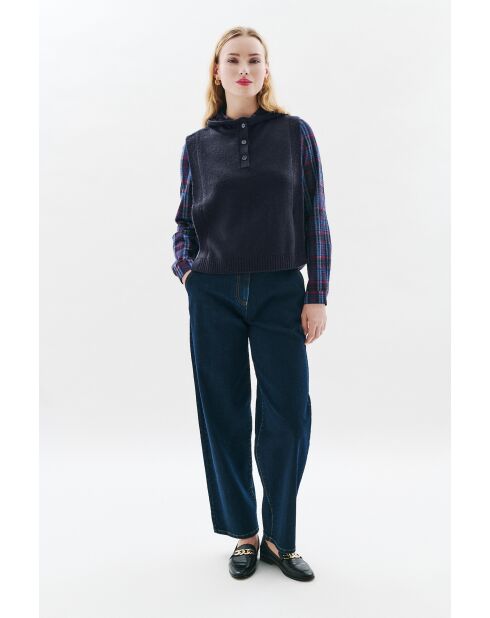 Poncho en laine Yseo bleu marine