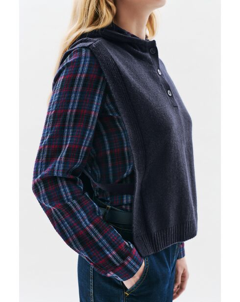 Poncho en laine Yseo bleu marine