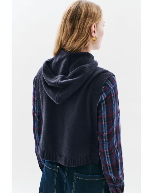 Poncho en laine Yseo bleu marine