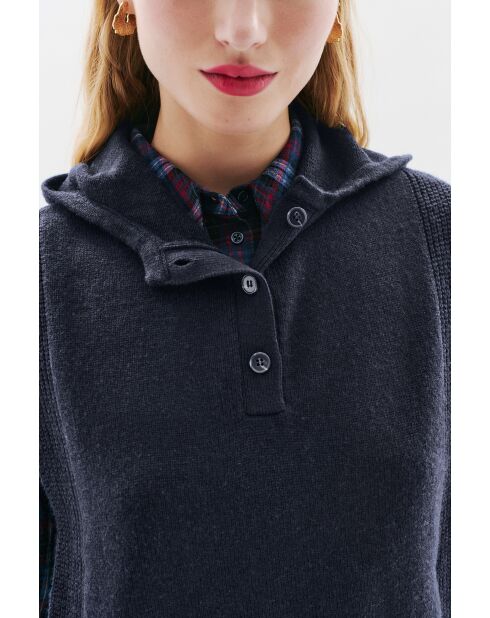 Poncho en laine Yseo bleu marine