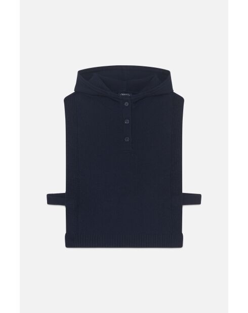 Poncho en laine Yseo bleu marine