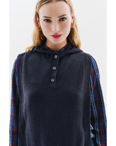 Yseo marineblauer Wollponcho