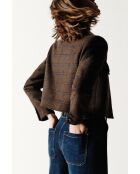 Giacca Valmont in lana con plaid color cioccolato