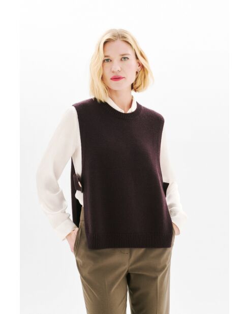 Poncho en laine Hevy marron foncé
