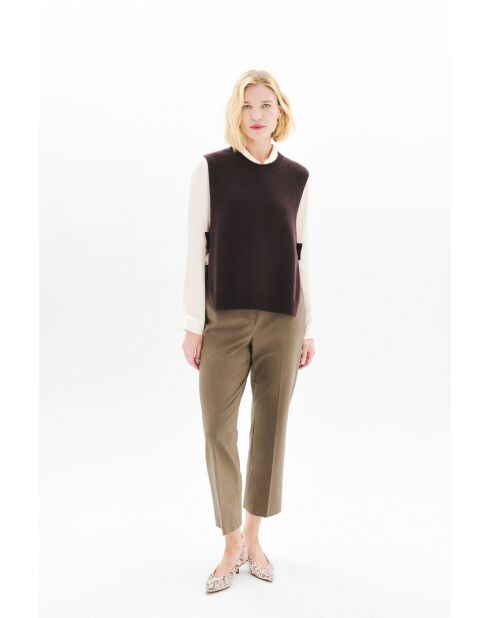 Poncho en laine Hevy marron foncé