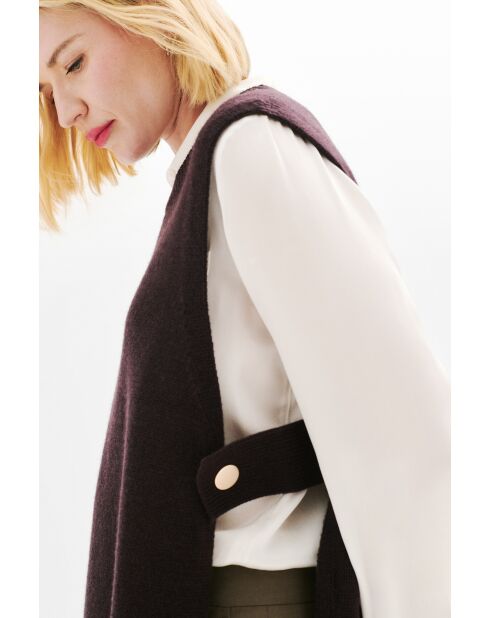 Poncho en laine Hevy marron foncé