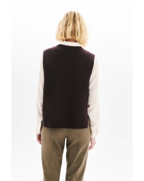 Poncho en laine Hevy marron foncé