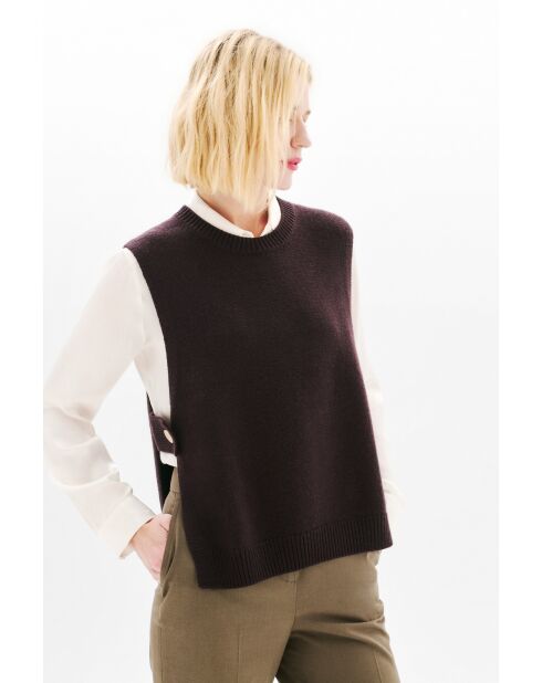 Poncho en laine Hevy marron foncé