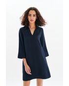 Robe en lin mélangé Vanina bleu marine