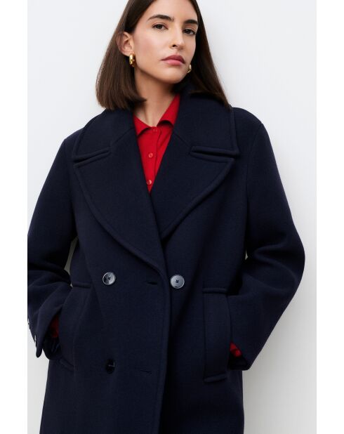 Manteau en laine Gabanone bleu marine