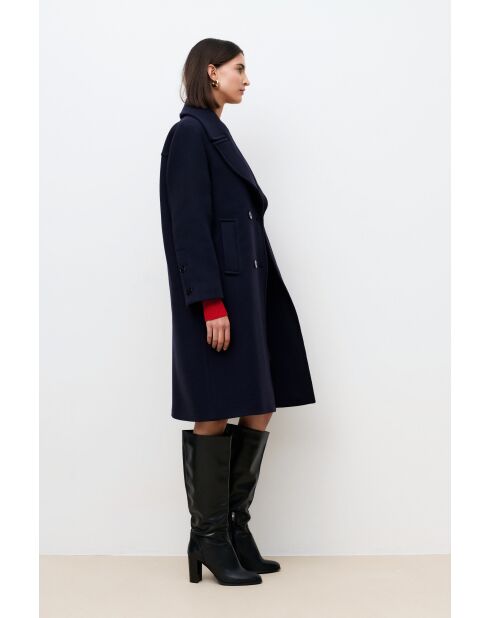 Manteau en laine Gabanone bleu marine