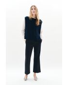 Poncho Hiris in lana blu marino