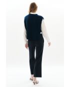 Poncho Hiris in lana blu marino