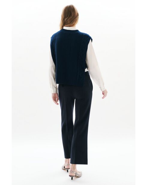Poncho en laine Hiris bleu marine