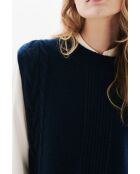 Poncho Hiris in lana blu marino