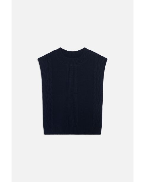 Poncho en laine Hiris bleu marine